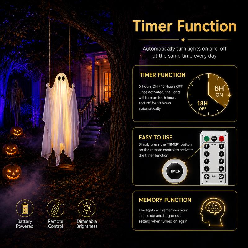 Halloween Decoration 5FT Large Hanging Ghost Swing